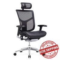 GM Seating Dreem XL Luxury Mesh Series Executive Hi Swivel Chair Chrome Base with Headrest, Black, Seat Slider